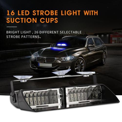 مصباح تحذير طوارئ مزود بـ 16 مصباح LED براقات (أزر...