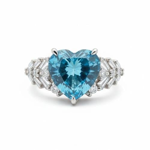 خاتم Blue Heart فضة 925 – تصميم رومانسي فاخر