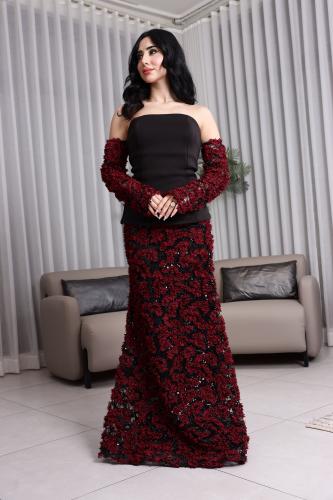 فستان سهرة عنابي