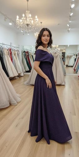 فستان لمعه بلون الكحلي