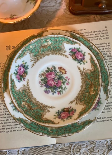 Coalport Green and Gold Batwing Trio