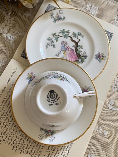 ROYAL WORCESTER BONE CHINA WATTEAU PATTERN TRIO