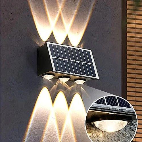 Wall-mounted flashlight with 3 lenses, solar-power...