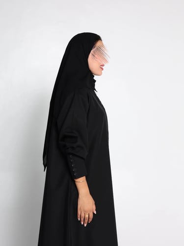 Talin crepe royal abaya with front buttons and sleeve buttons