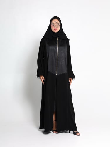 Beautiful Abaya | Royal Crepe with Gold Zipper, Royal Crepe, and Jacquard