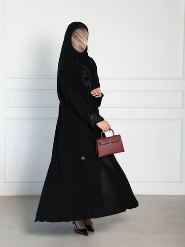 Abaya "Dalia" - royal A-line with embossed flower details and embroidery