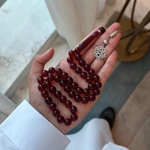 سبحة بكلايت احمر شفاف
