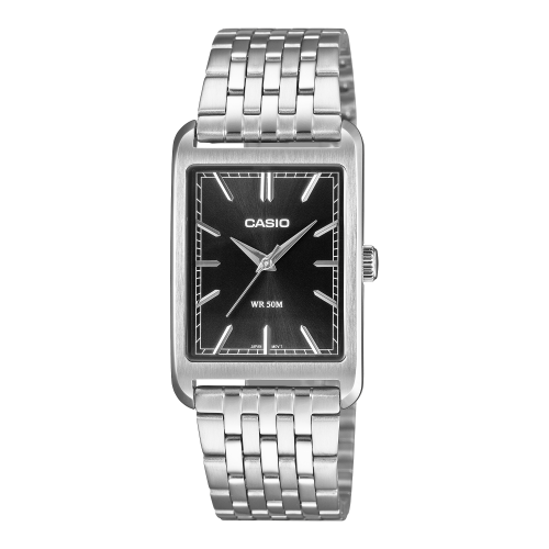 ساعة كاسيو رجالية كلاسيكية فضية بمينا أسود - Casio...