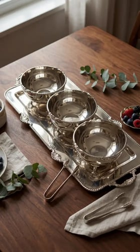 طقم صينية تقديم تشوكلت مع 3 زبديات فاخرة crown