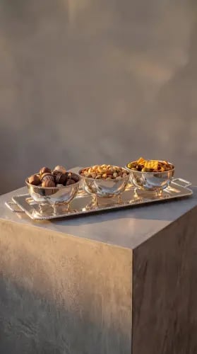 طقم صينية تقديم تشوكلت مع 3 زبديات فاخرة ROPE