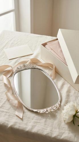 Oval silver tray with pink flowers in the middle 40*20 cm