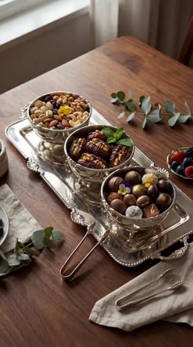 طقم صينية تقديم تشوكلت مع 3 زبديات فاخرة crown