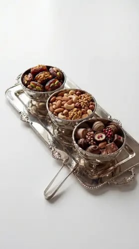 طقم صينية تقديم تشوكلت مع 3 زبديات فاخرة crown