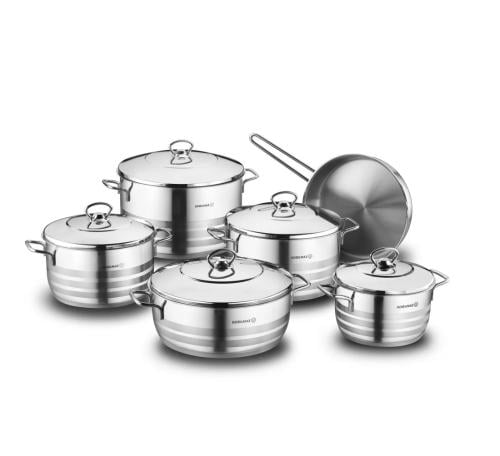 طقم قدور استيل كوركماز استرا مكونة من 11 قطعه