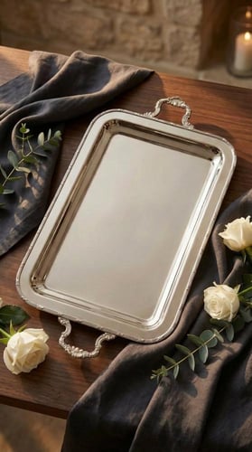 صينية فاخرة مستطيل وسط بيد 55 سم X