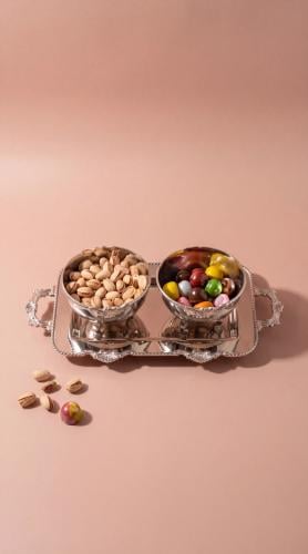 طقم صينية تقديم مع ٢ زبديات CROWN