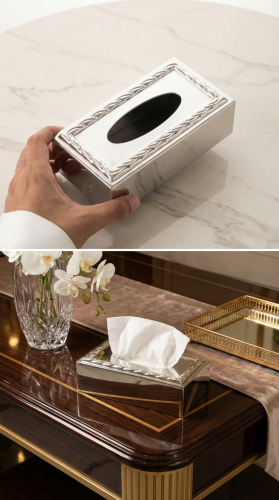 علب منديل سلفر فاخر صغير