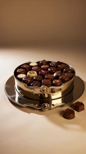 صينية تقديم تشوكلت 26 CM وسط نقش محفور
