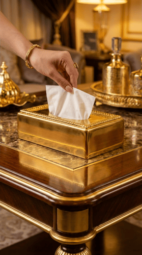 علب منديل ذهبي فاخر صغير