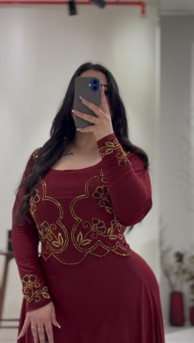 فستان كلوش عنابي