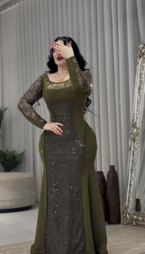 فستان زيتي ترتر وشك