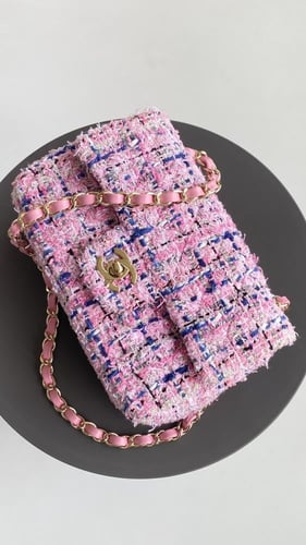 CHANEL Pink-Blue Tweed Mini
