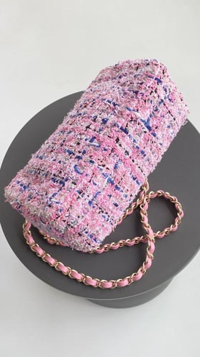 CHANEL Pink-Blue Tweed Mini