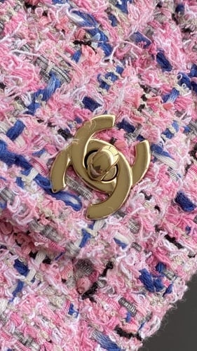CHANEL Pink-Blue Tweed Mini