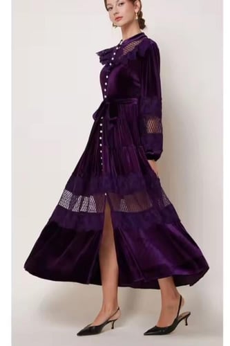 فستان طويل مخمل للمناسبات