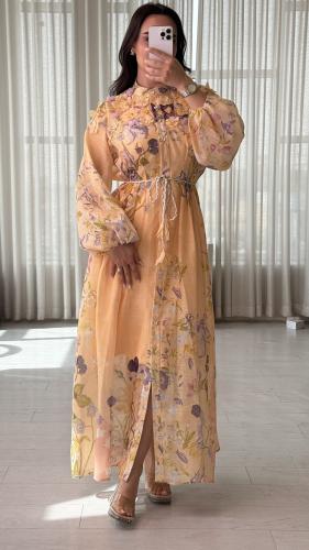 فستان طويل مورد انيق