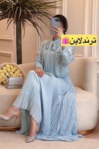 فستان فخم للمناسبات قطعتين جاكيت فخم مرصع بالكريست...