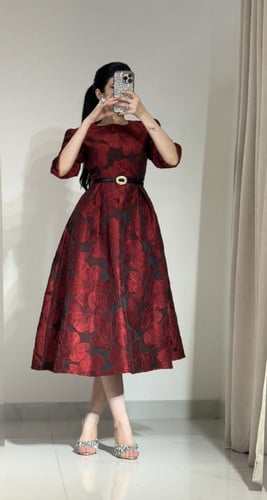 فستان ميدي مكس الاورغنزا بالجكار