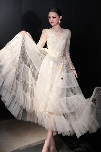 فستان طويل سهرة فخم قطعتين