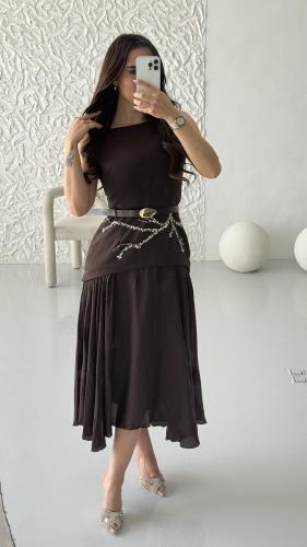 فستان ميدي انيق وراقي