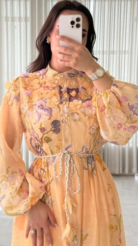 فستان طويل مورد انيق