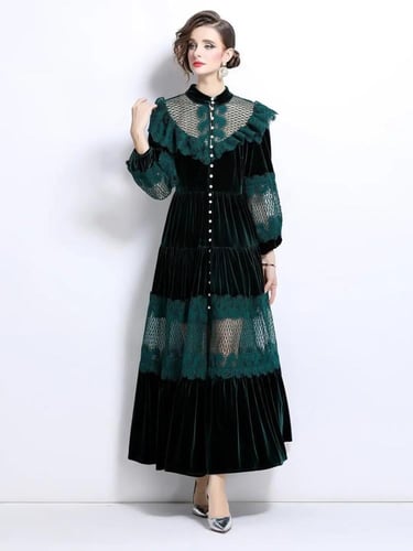 فستان طويل مخمل للمناسبات