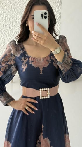 فستان فخم للعيد اورغنزا مورد الصدر والأطراف