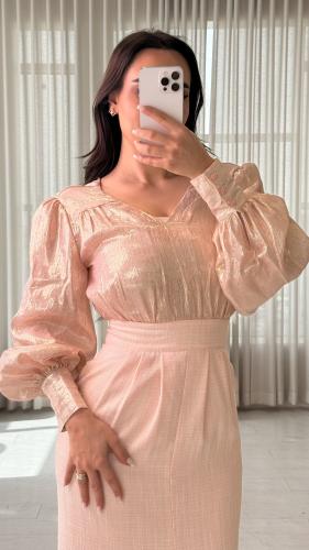 فستان انيق وناعم الاوغنزا مع كريب الاسترتش