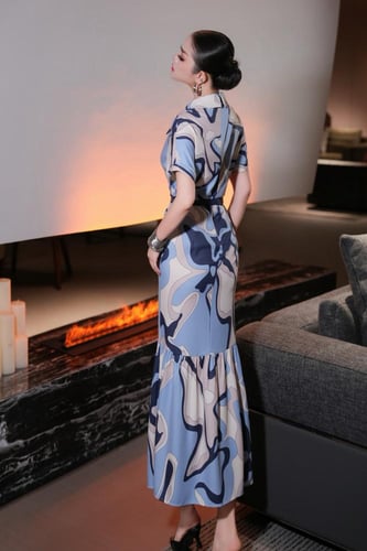 فستان انيق برنت صيفي مكس الالوان ترندي متعدد الالو...