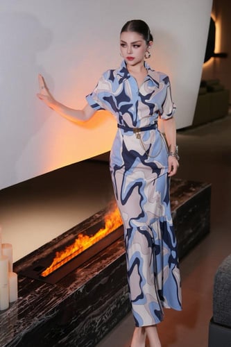 فستان انيق برنت صيفي مكس الالوان ترندي متعدد الالو...