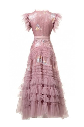 فستان طويل سهرة فخم ر بتورديدات صيفيه