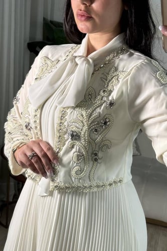 فستان فخم للمناسبات قطعتين جاكيت فخم مرصع بالكريست...