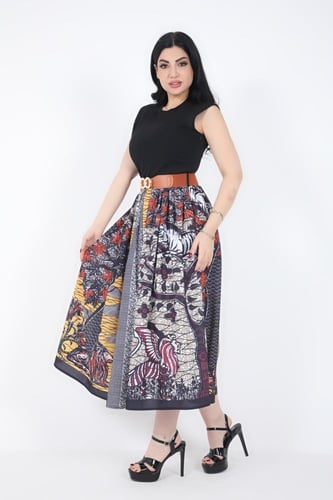 فستان بناتي مزين بحزام على الخصر