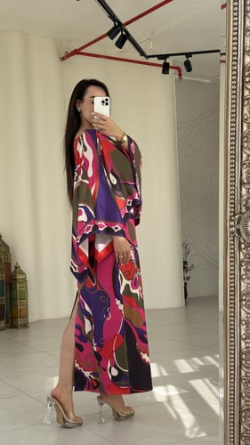 فستان طويل حرير استرتش فخم وانيق