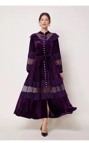 فستان طويل مخمل للمناسبات