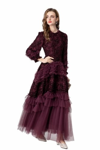 فستان طويل سهرة تل طبقات