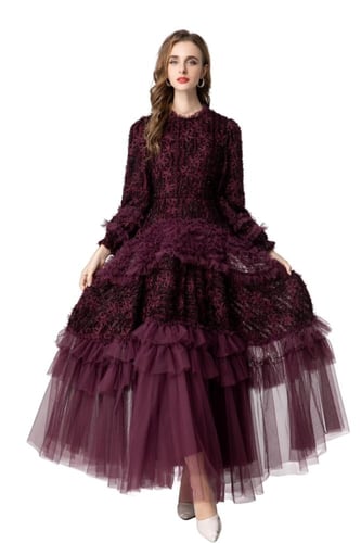 فستان طويل سهرة تل طبقات