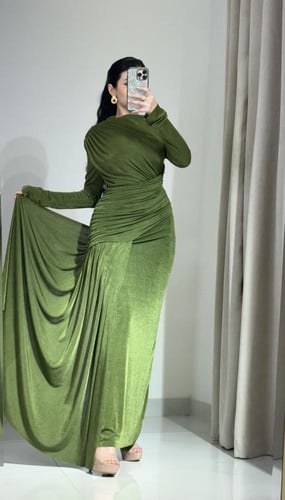 فستان طويل استرتش لاميه