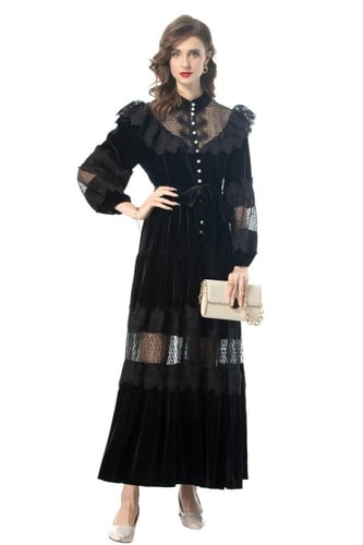 فستان طويل مخمل للمناسبات