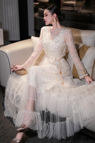 فستان طويل سهرة فخم قطعتين